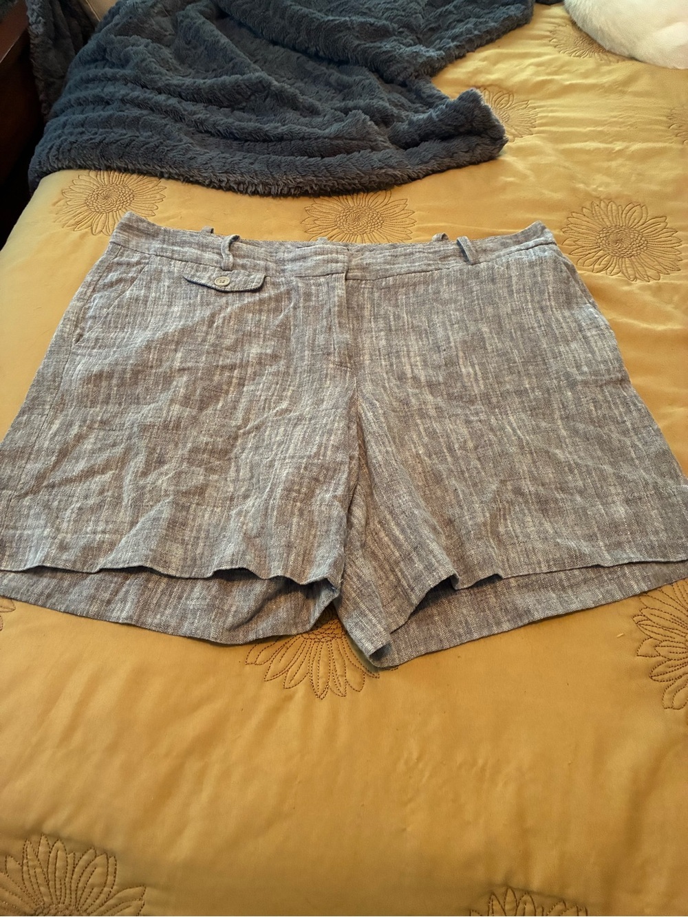 Talbots Light Gray Linen-Blend Bermuda Shorts